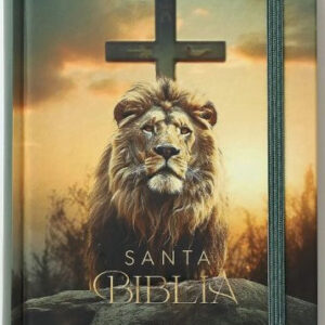 Biblia RVR6065c/ León de Juda Cruz/ Negra Tapa Dura Elástico